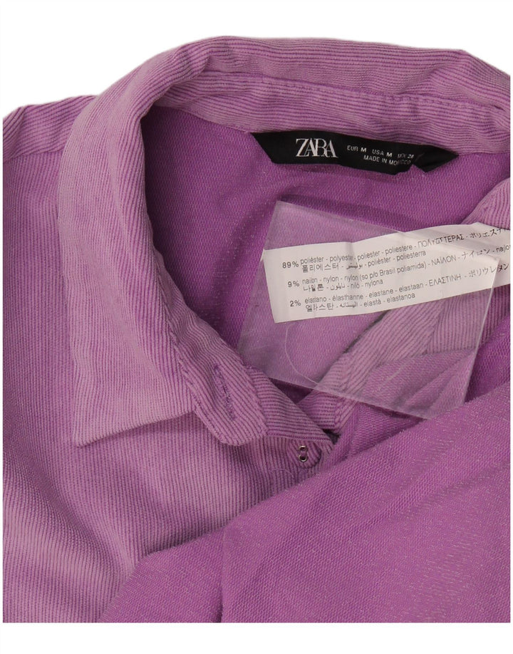 Zara Chemise surdimensionnée en velours côtelé pour femme UK 14 Polyester violet moyen