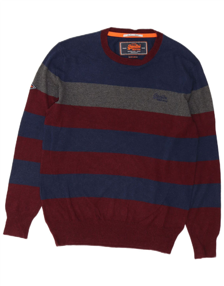 SUPERDRY Pull ras du cou pour homme, grandes rayures multicolores