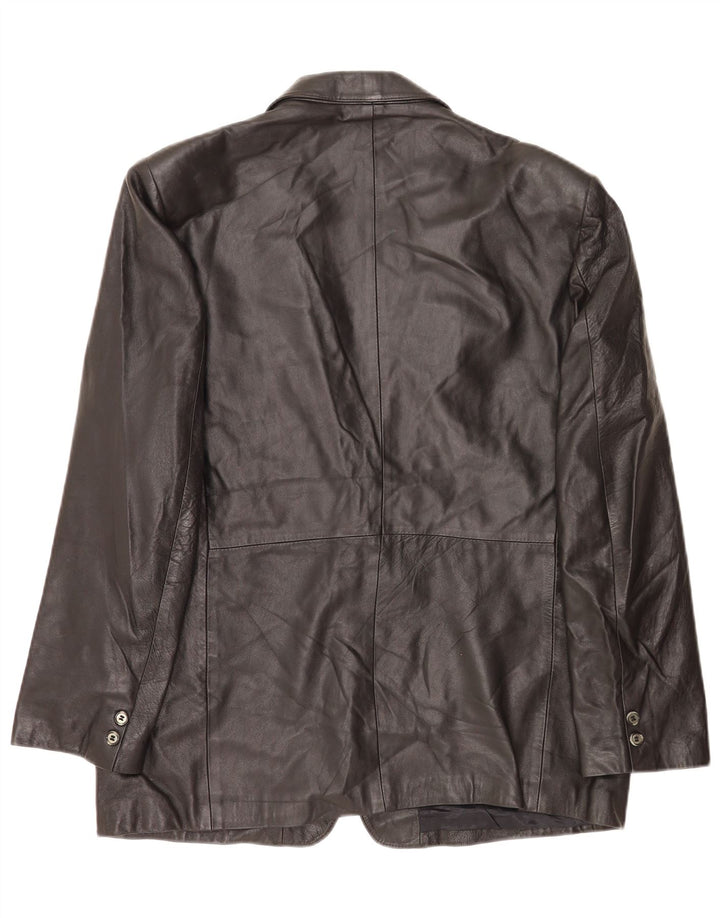 vintage Homme Cuir 2 Bouton Blazer Veste IT 52 XL Noir