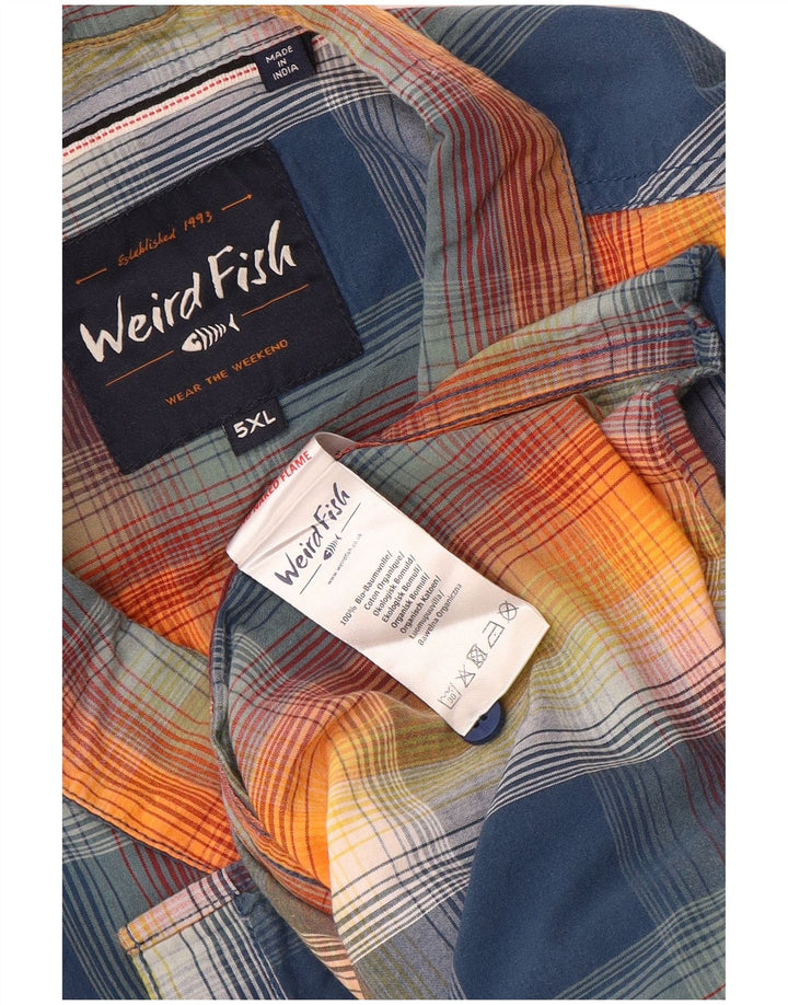 Weird Fish Chemise à manches courtes pour homme 5XL en coton à carreaux multicolore
