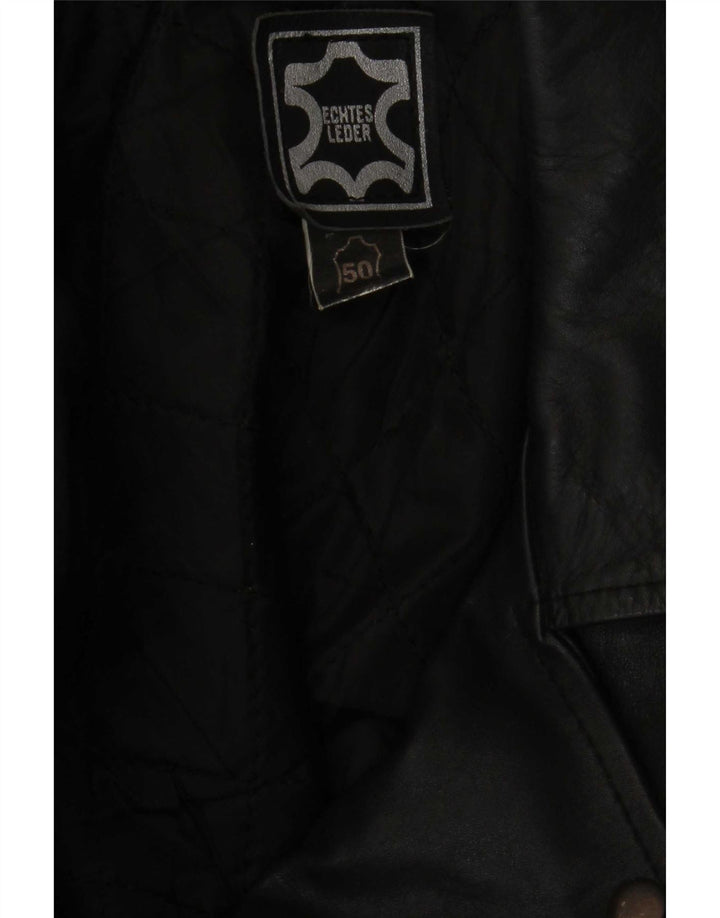 veste de motard en cuir militaire vintage pour hommes IT 50 Medium Black