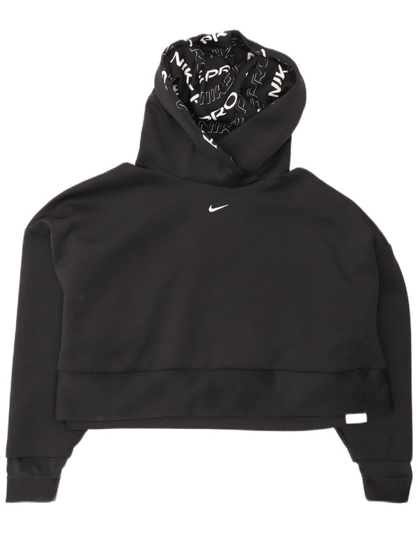 Nike Femme Dri Fit Crop Sweat à capuche UK 14 2XL Noir Polyester Sports