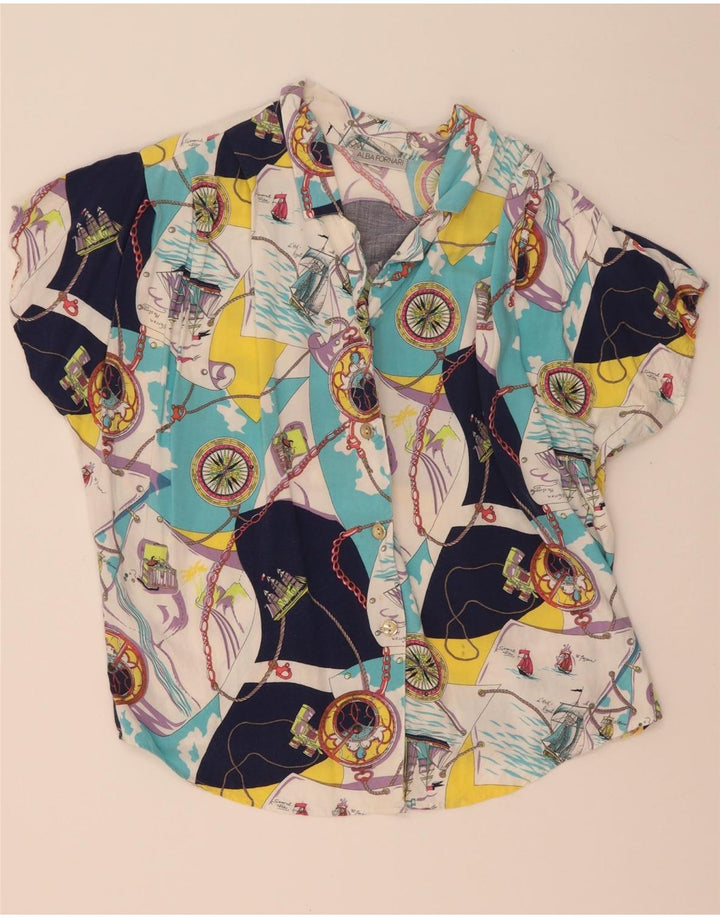 Alba Fornari Chemisier à motif abstrait pour femme UK 14 Large Multicolore
