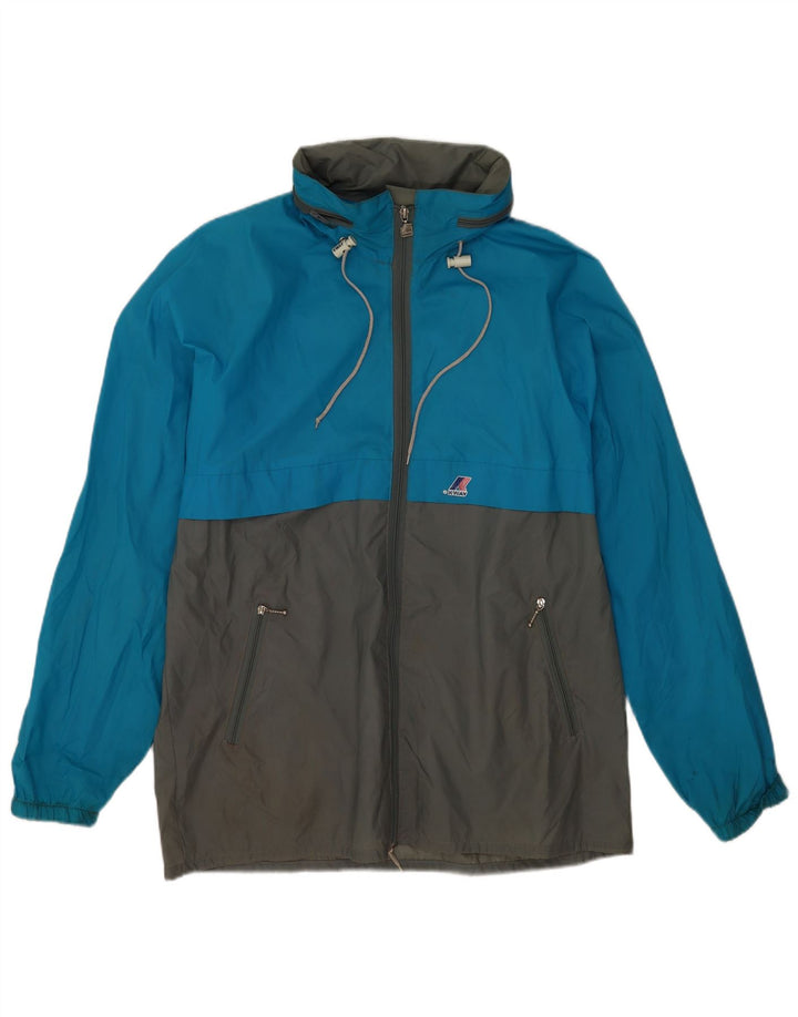 K-Way Veste de pluie pour homme UK 40 Large Bleu Colorblock Polyamide