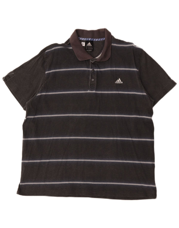 Adidas Polo Homme Coton Rayé Noir Moyen