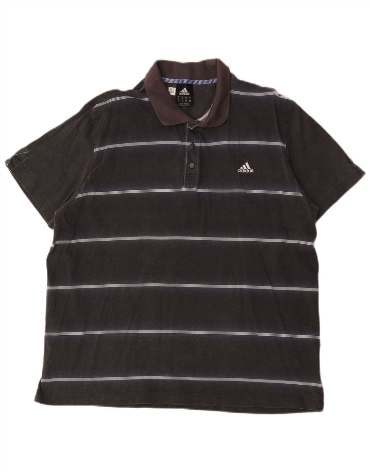 Adidas Polo Homme Coton Rayé Noir Moyen