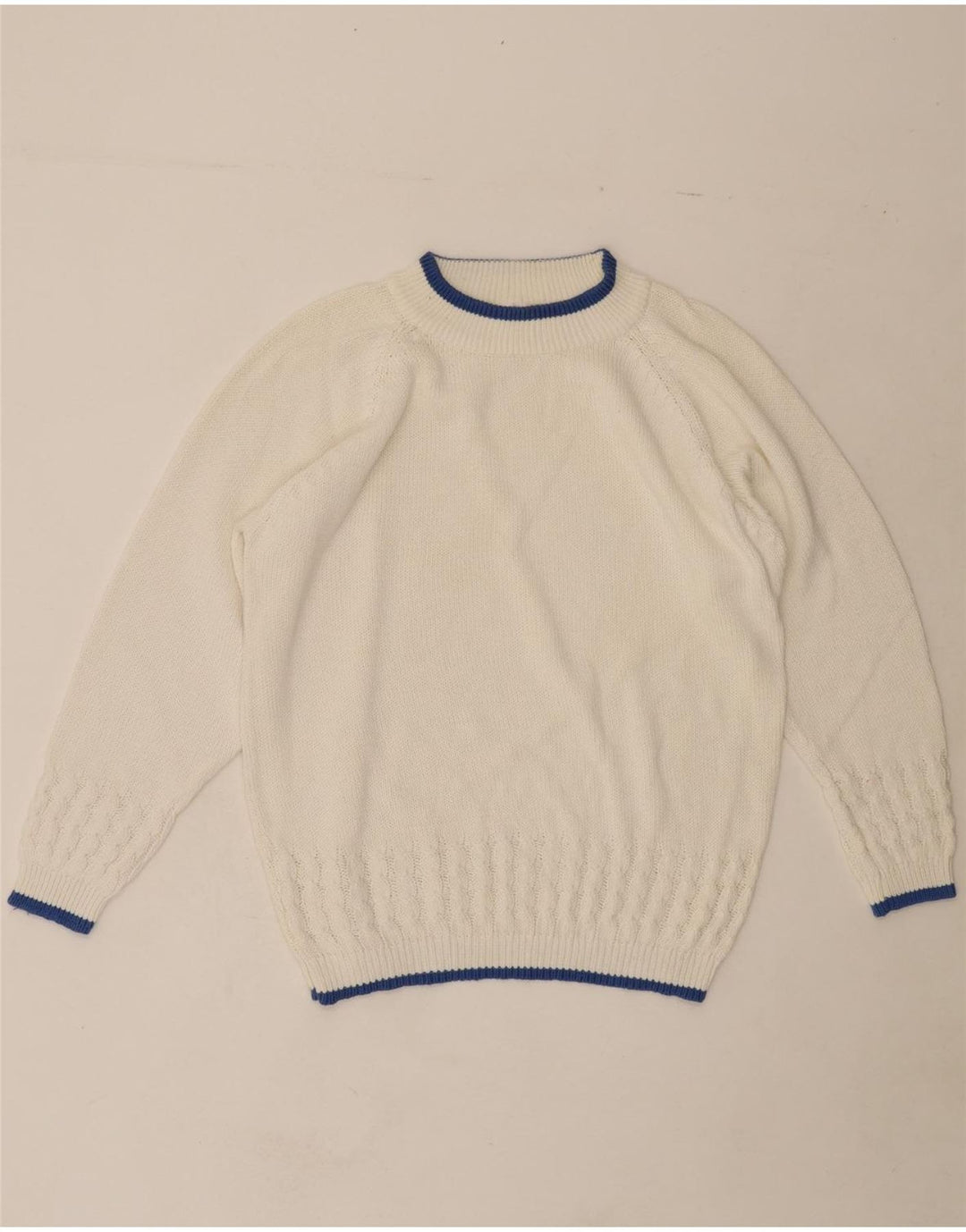 VINTAGE Womens Turtle Neck Jumper Sweater UK 16 Large White Vintage Vintage and Second-Hand Vintage from Messina Hembry 