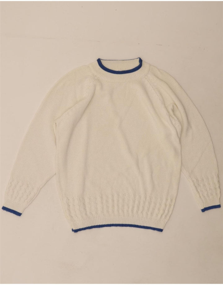VINTAGE Womens Turtle Neck Jumper Sweater UK 16 Large White Vintage Vintage and Second-Hand Vintage from Messina Hembry 