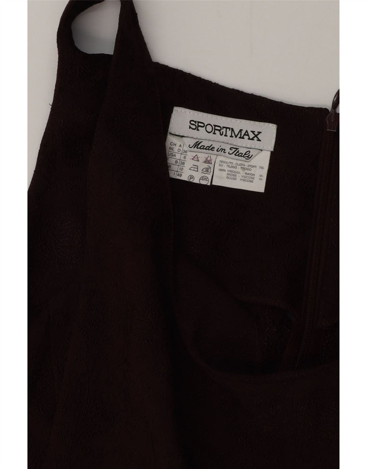 SPORTMAX Robe moulante sans manches pour femme UK 10 Petit Bordeaux Floral