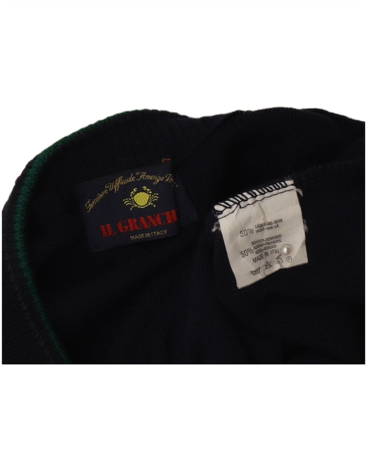 Il Granchio Pull Col V Homme XL Bleu Marine Laine