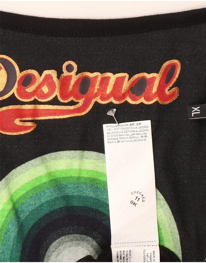 Desigual Femme Motif Abstrait Graphique Robe Empire XL Noir Moderne
