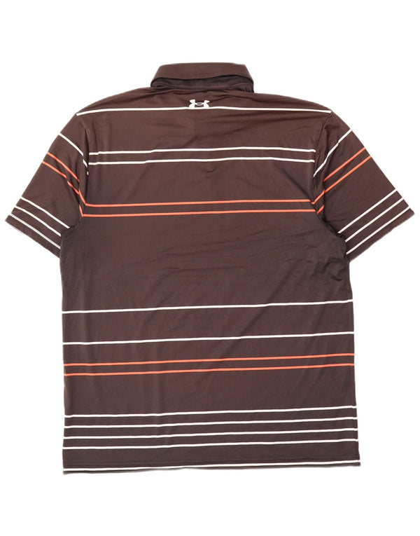 Under Armour Polo Heat Gear Homme Large Marron Rayé
