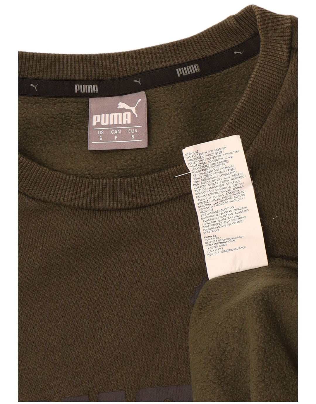 Puma Sweat-shirt graphique pour homme en coton kaki Taille S