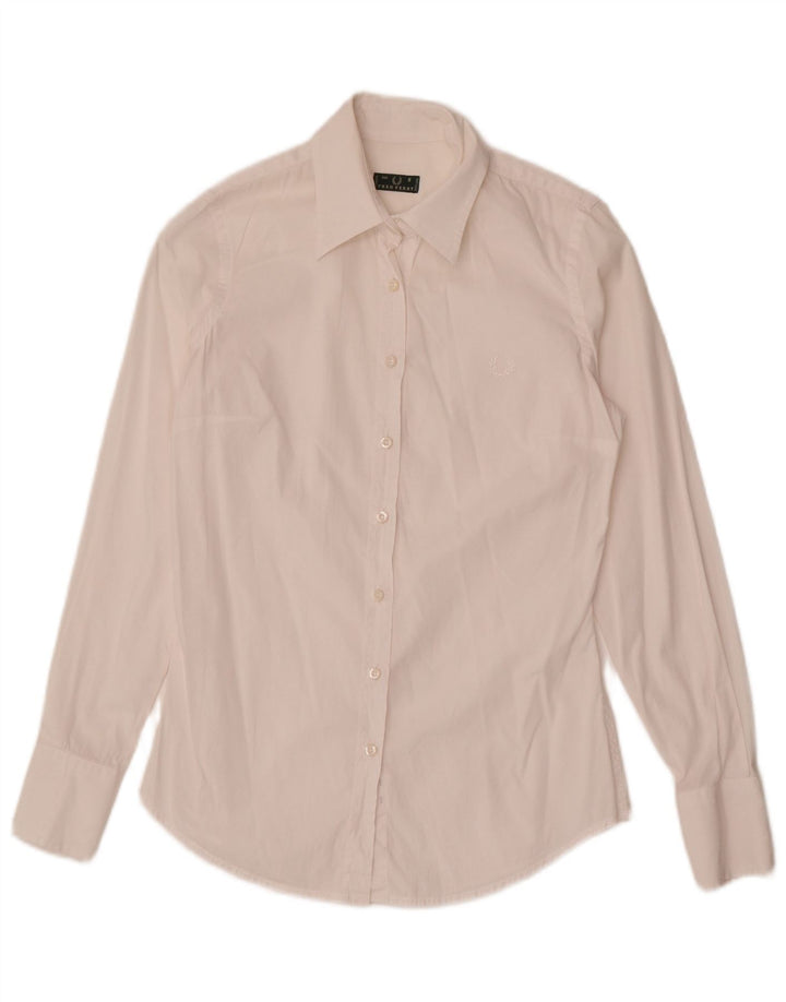Fred Perry Chemise Femme UK 10 Petit Blanc