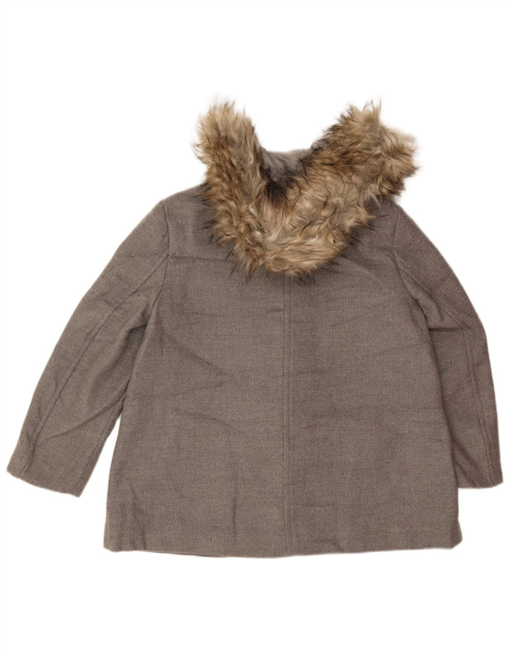 Zara Manteau à capuche pour femme UK 44 Gris moyen Viscose