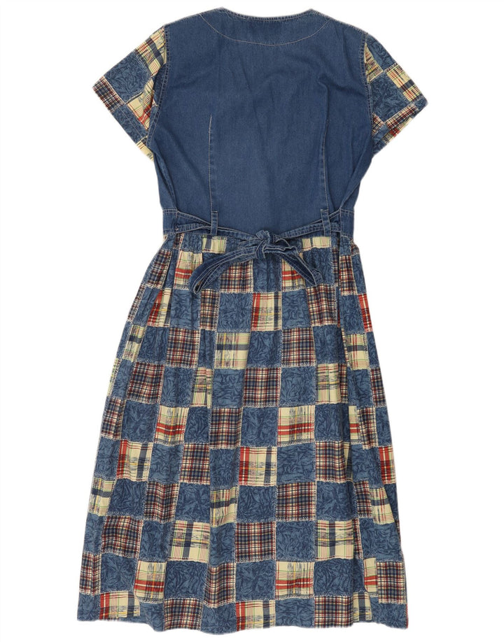 robe en denim femme vintage UK 14 Patchwork bleu moyen