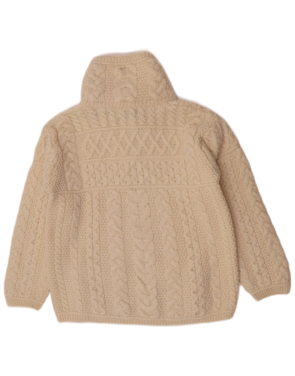 Aran Crafts Pull cardigan zippé pour femme UK 16 Large Blanc cassé