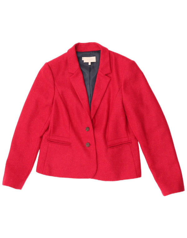 Hobbs Veste Blazer 2 Boutons Femme UK 16 Grande Laine Rouge