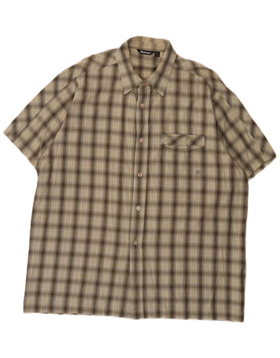 Rohan Chemise à manches courtes pour homme en coton à carreaux kaki