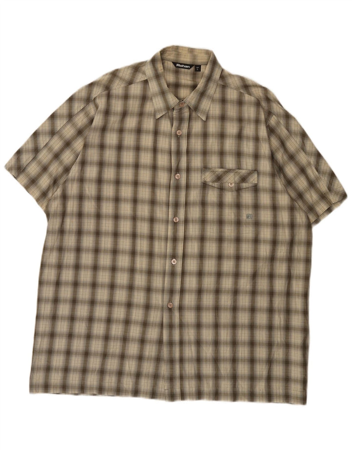 Rohan Chemise à manches courtes pour homme en coton à carreaux kaki