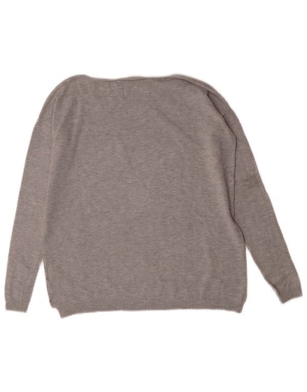 Guess Pull graphique surdimensionné à col bateau pour femme UK 4 XS Gris