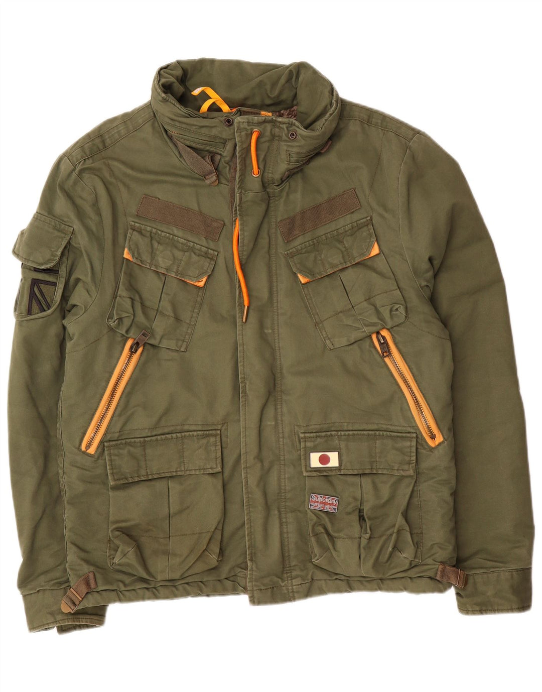 Superdry Veste militaire pour homme UK 40 Large Vert Coton