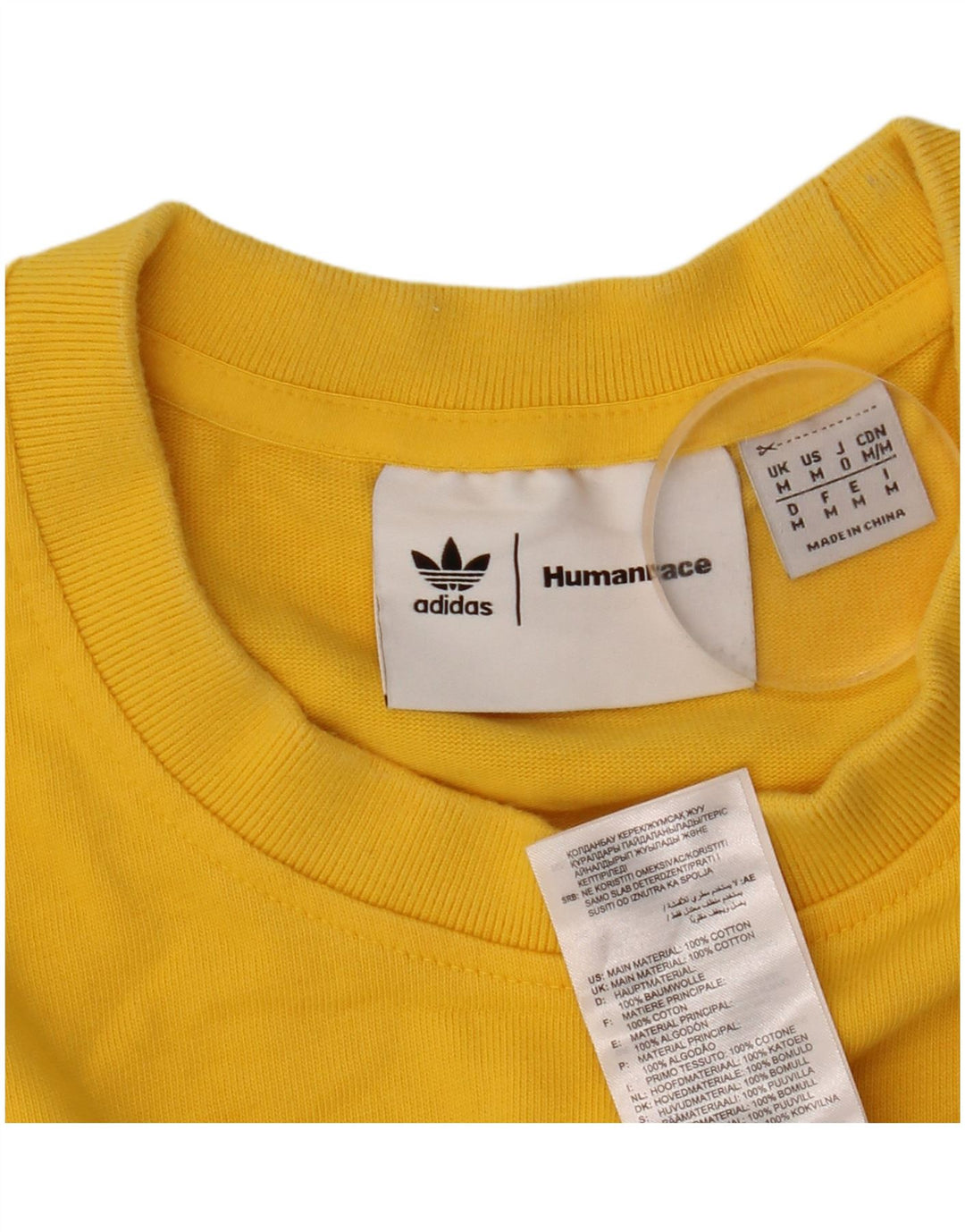 Adidas T-Shirt Humanrace Homme Jaune Moyen Coton