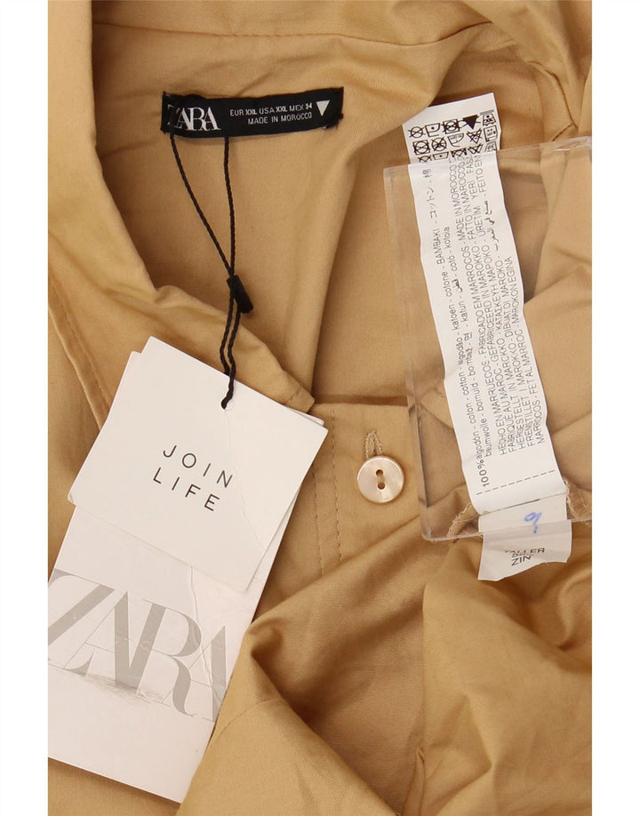 Zara Combishort Femme UK 20 2XL Coton Beige