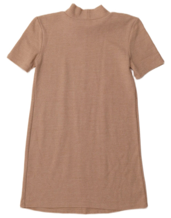 ZARA Robe pull à manches courtes pour femme UK 10 Small Beige