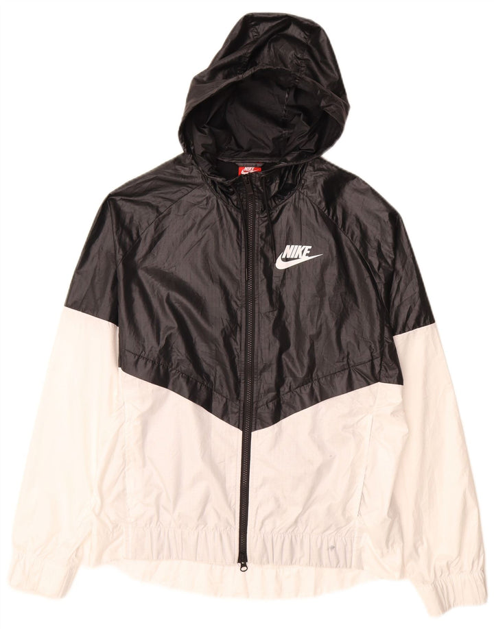 Nike Veste de pluie à capuche pour femme UK 16 Large Noir Colorblock Polyester