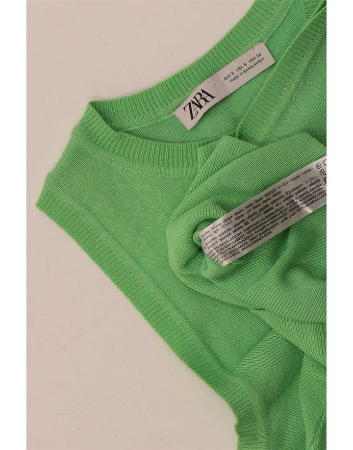 Zara Womens Crop Vest Top UK 8 Small Vert Viscose