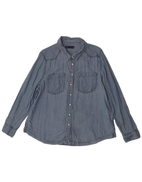 Marks & Spencer Chemise en jean pour femme UK 18 XL Bleu Lyocell
