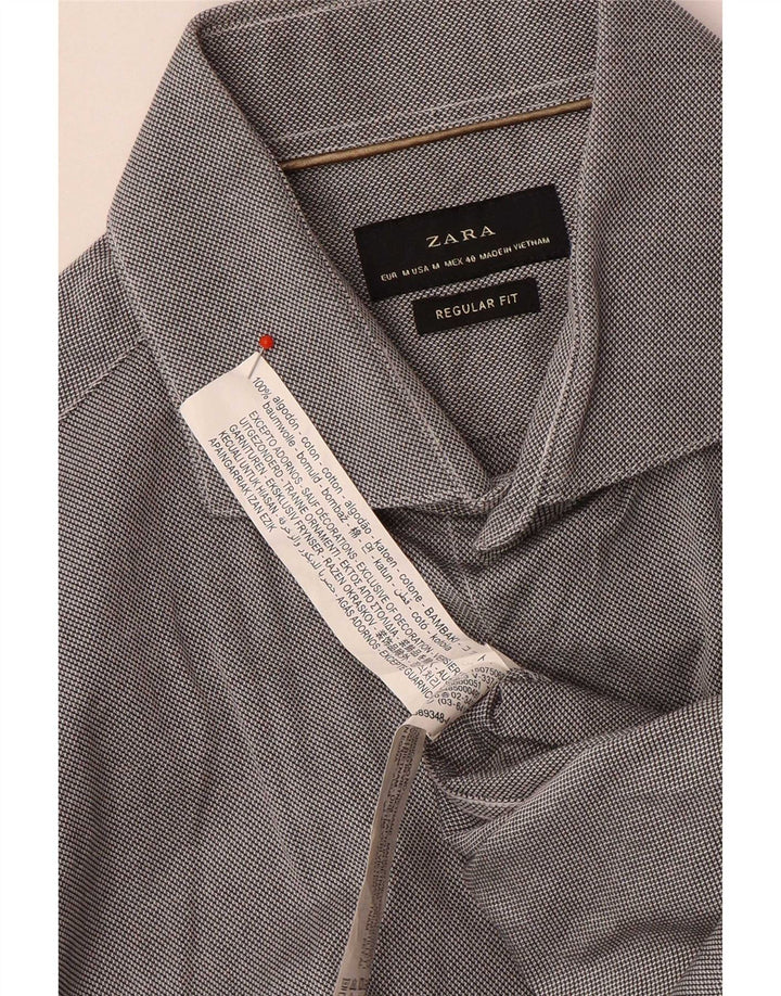 Zara Chemise Regular Fit Homme Gris Moyen Coton