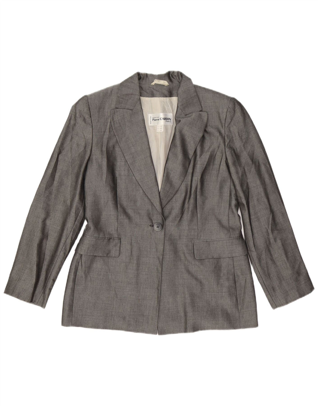 PIERRE CARDIN Veste Blazer 1 Bouton Femme IT 44 Gris Moyen Viscose