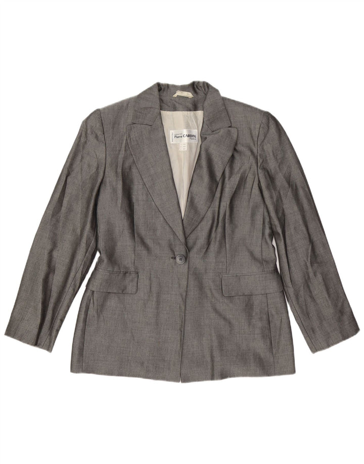 PIERRE CARDIN Veste Blazer 1 Bouton Femme IT 44 Gris Moyen Viscose