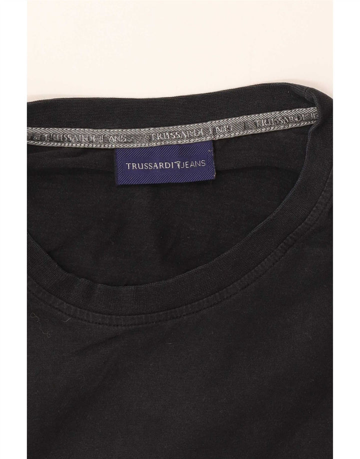 Trussardi Jeans Haut graphique à manches longues pour hommes, petit noir