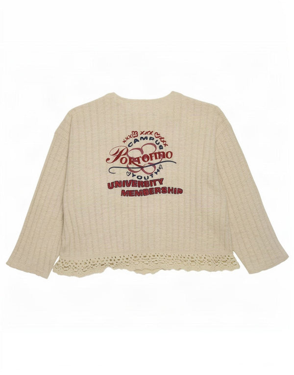 Portofino Cardigan graphique surdimensionné pour fille 9-10 ans Blanc Coton
