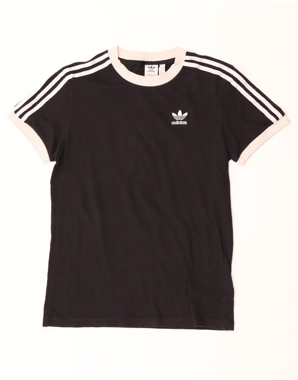 Adidas T-shirt surdimensionné pour femme UK 4 XS Noir Colourblock Coton