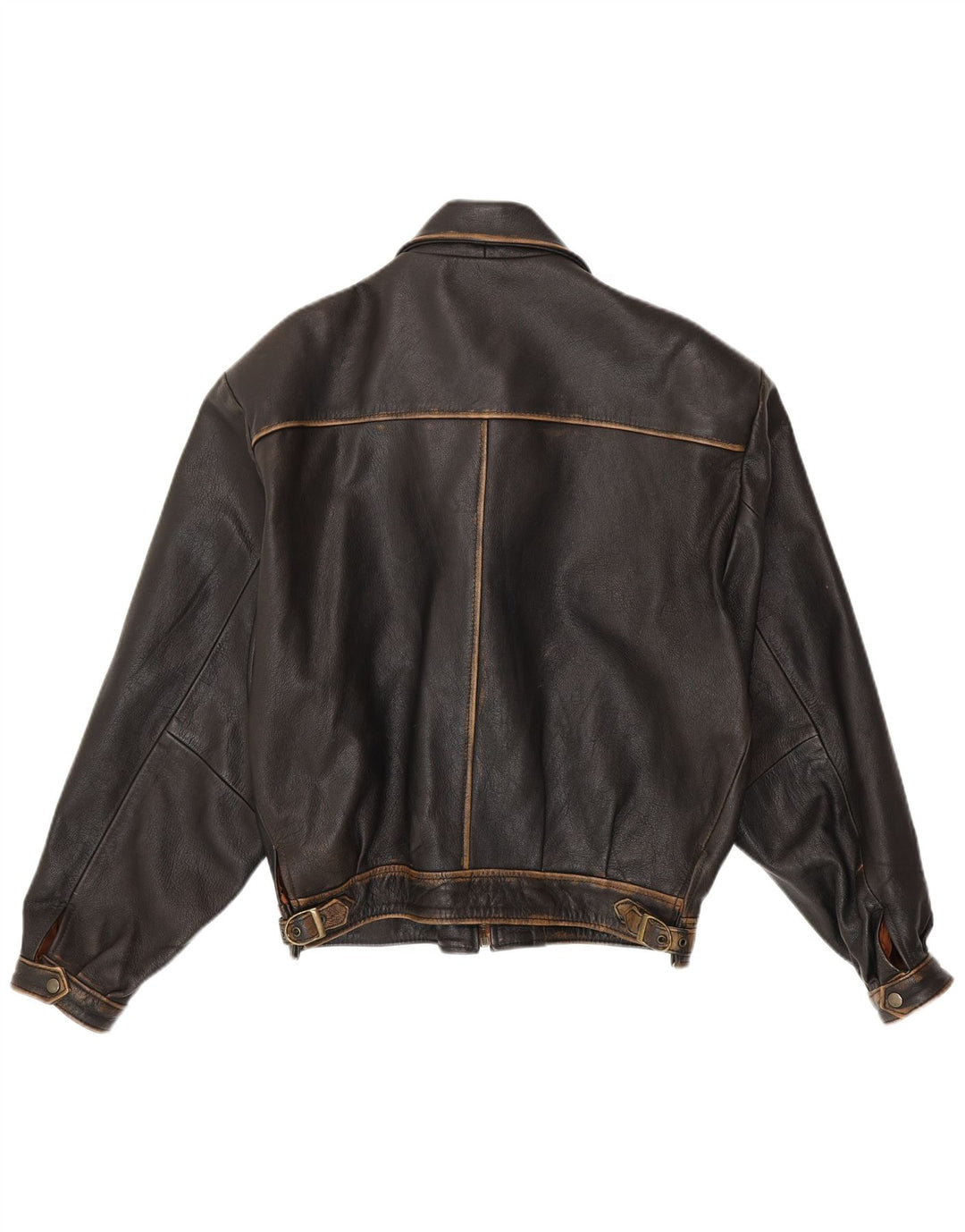 vintage Mens Loose Fit Bomber Veste en cuir UK 38 Cuir noir moyen