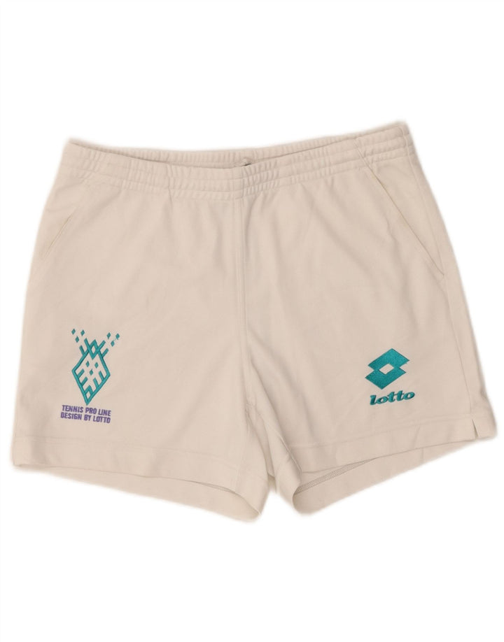 Lotto Short de Sport Graphique Homme Blanc Moyen Polyester