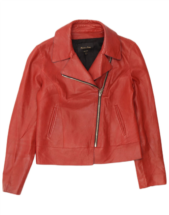 Massimo Dutti Veste de motard en cuir pour homme UK 36 Petit cuir rouge