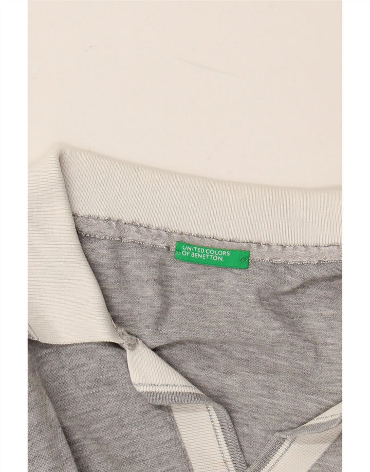 BENETTON Polo Femme UK 14 Gris Moyen