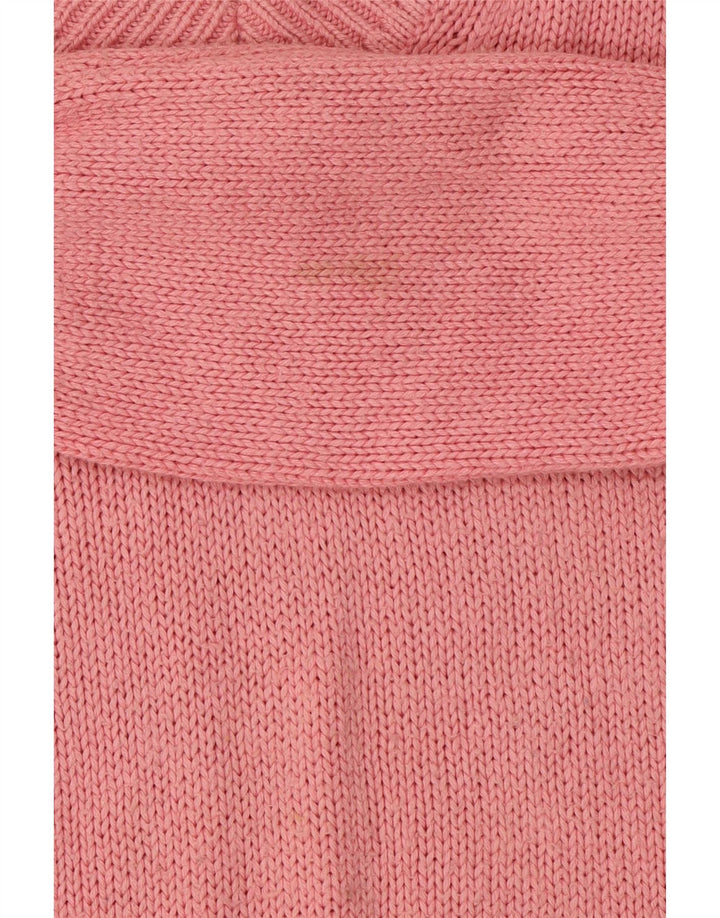 Marks & Spencer Pull col en V pour femme UK 14 Coton rose moyen