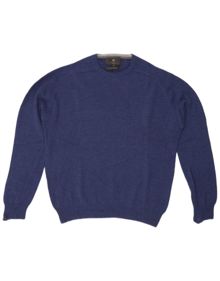 Marks & Spencer Pull à col rond coupe classique pour homme en laine bleu moyen