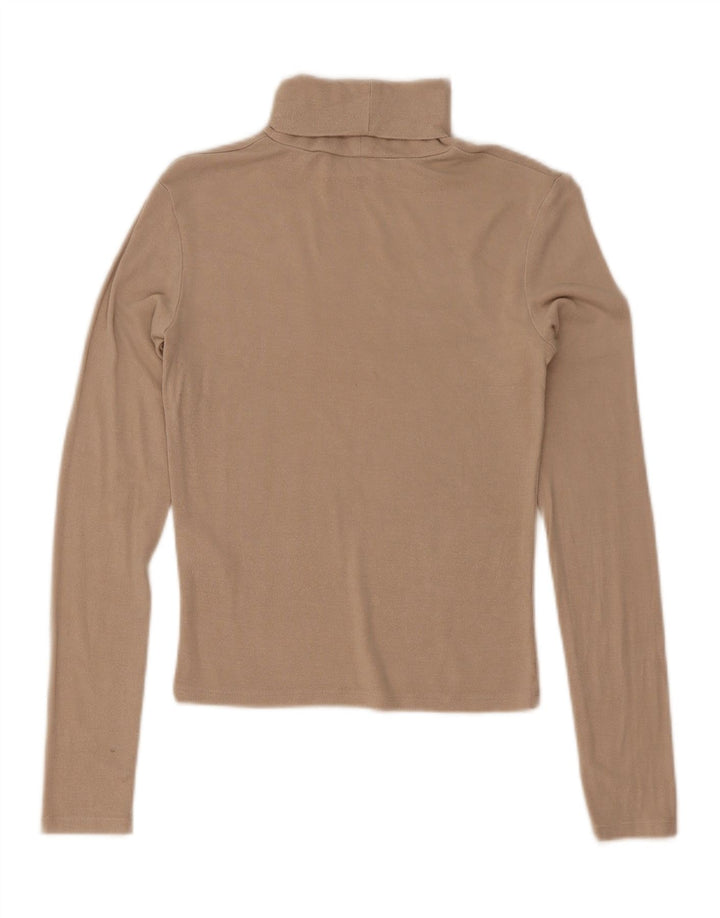 Zara Femme Crop Top Manches Longues UK 8 Small Beige Viscose