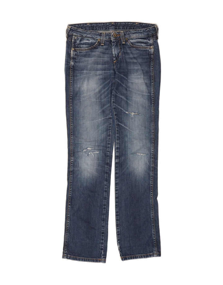 WRANGLER Womens Sofia Distressed Straight Jeans W27 L32 Blue Cotton Vintage Wrangler and Second-Hand Wrangler from Messina Hembry 