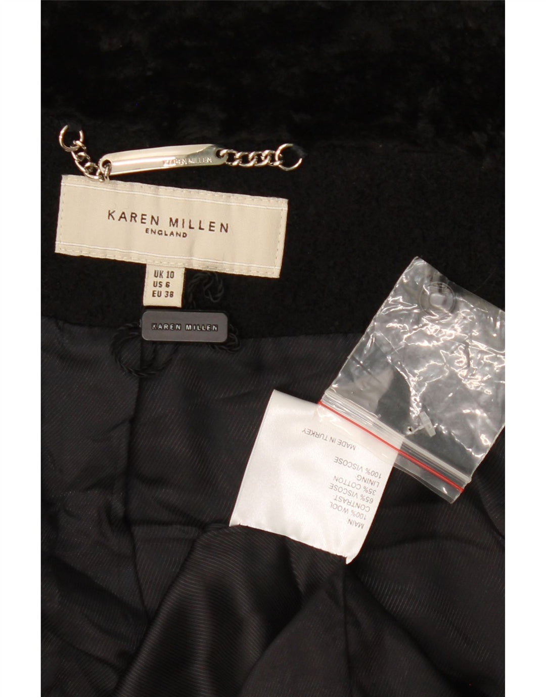 KAREN MILLEN Womens Overcoat UK 10 Small Black Wool Vintage Karen Millen and Second-Hand Karen Millen from Messina Hembry 