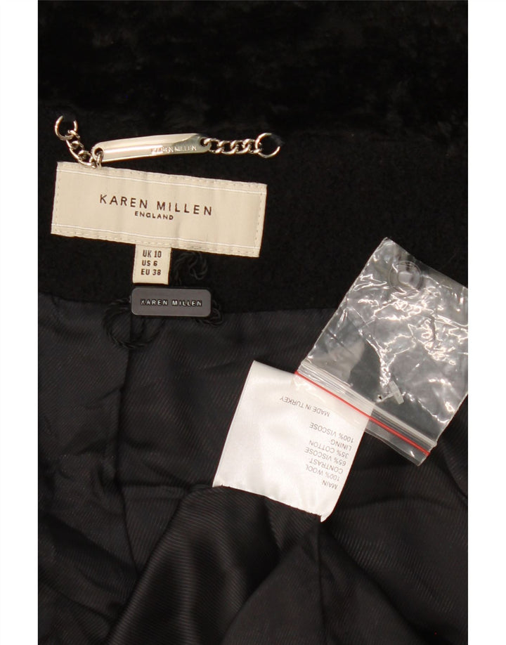 KAREN MILLEN Womens Overcoat UK 10 Small Black Wool Vintage Karen Millen and Second-Hand Karen Millen from Messina Hembry 