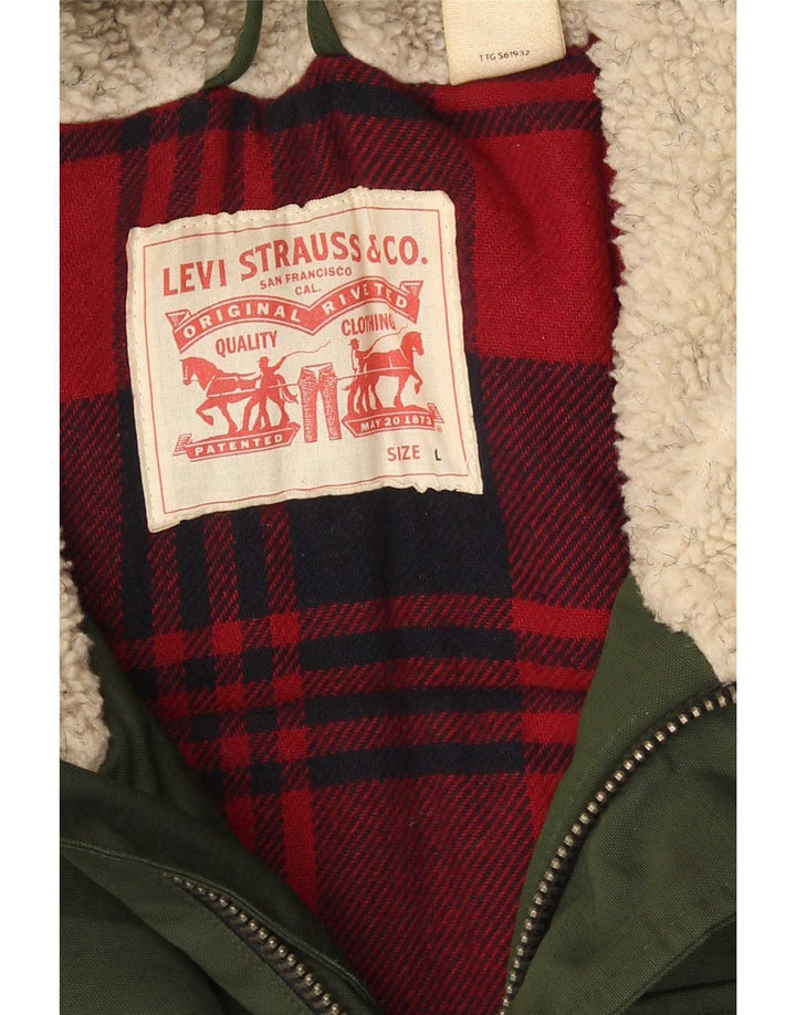 Levi's Veste rembourrée à capuche pour homme UK 40 Large Vert Coton