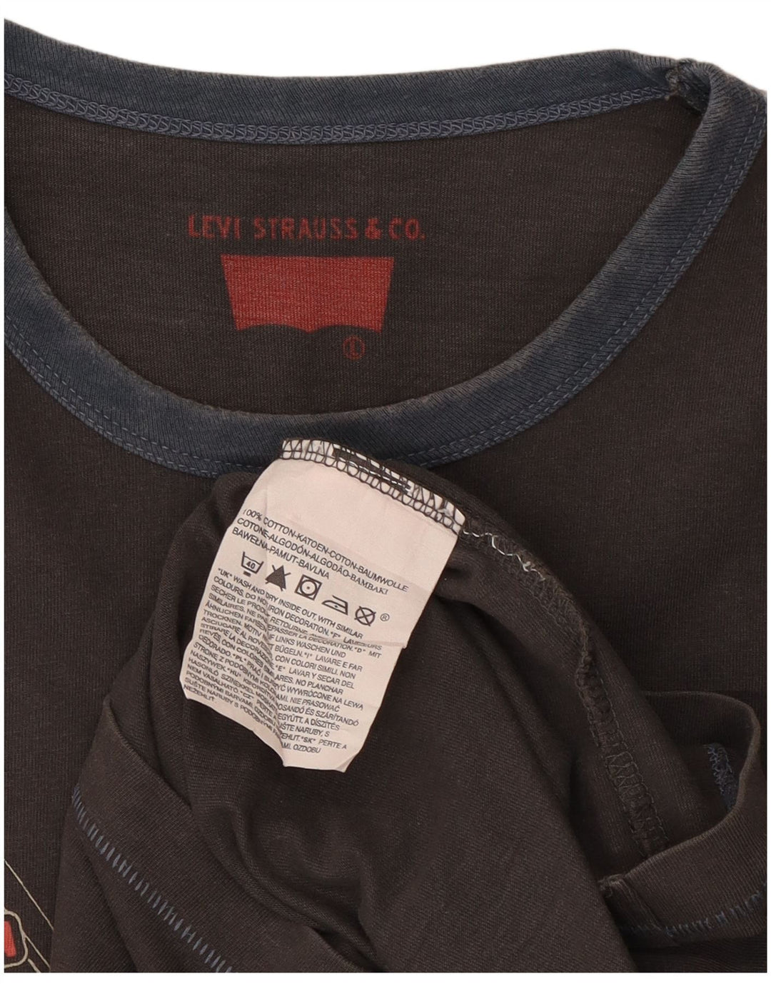 Levi's T-Shirt Graphique Homme Gris Large Coton
